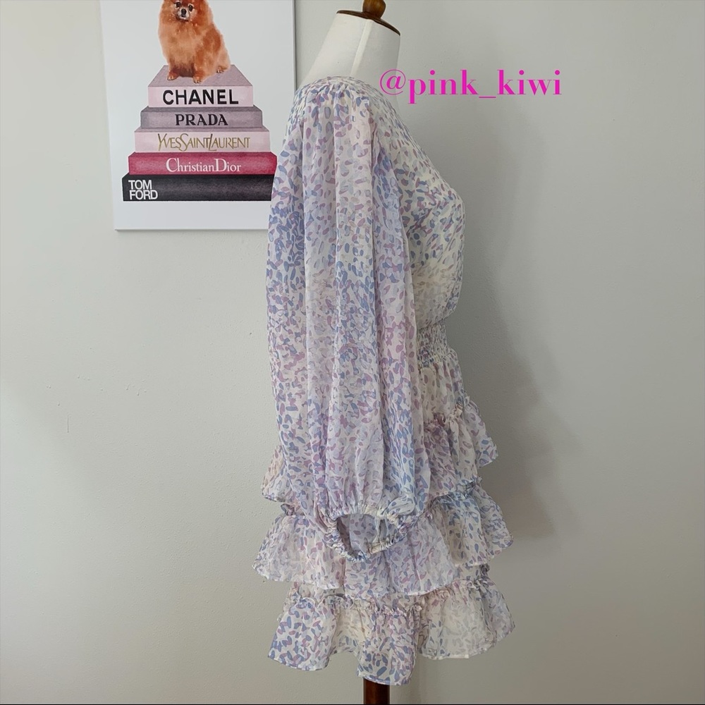 Express Printed Tiered Ruffle Mini Dress - Picture 12 of 17